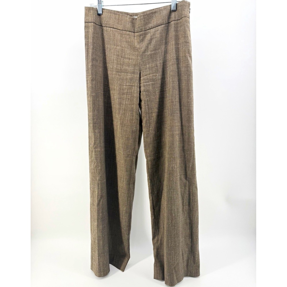 WORTH Womens Brown Wool Silk Linen Blend Straight Dress Pants Size 2